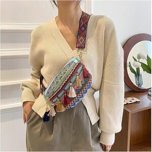 Indie Rose Women’s Crossbody Fanny Pack, Belt Bag with Adjustable Strap Blue